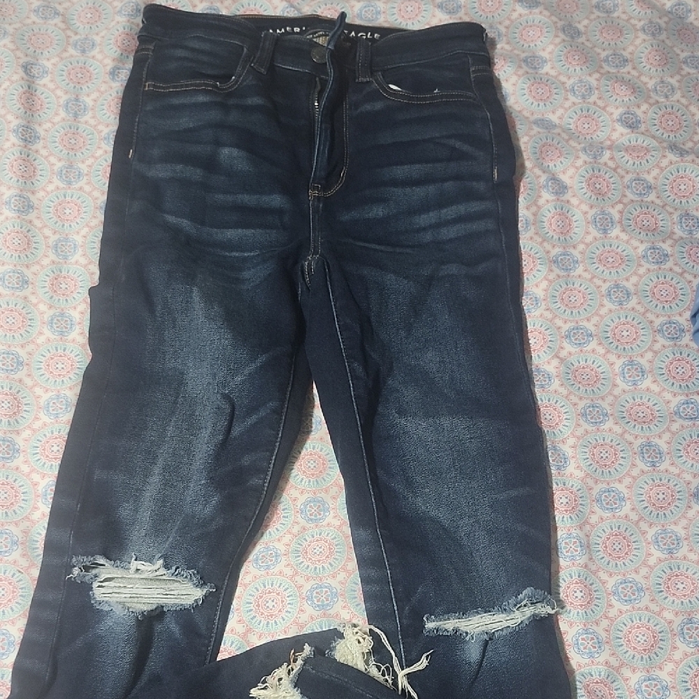Women's Distressed Blue Jeans